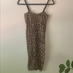 Free People Infinitely bodycon leopard slip dress
